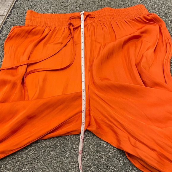 Joie Wide Leg elastic waist drawstring pants orange 16232 - Picture 7 of 11